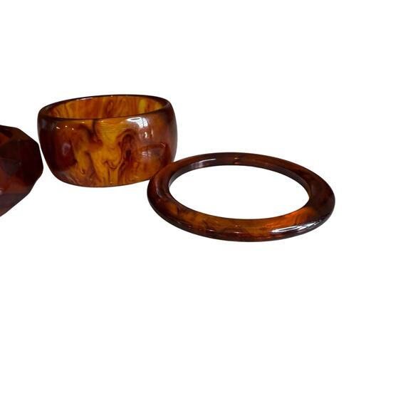 Vintage Lucite Bangles Tortoise Brown - Picture 3 of 6